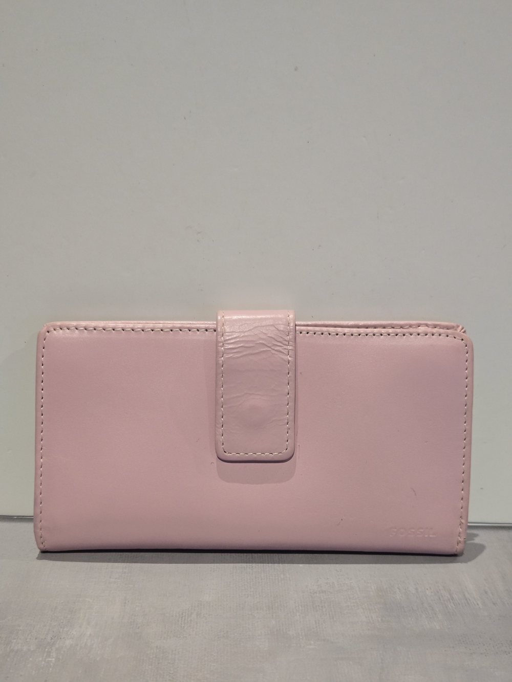 Vintage Fossil Pink Leather Bifold Snap Wallet Checkbook ID Holder Pink Inside